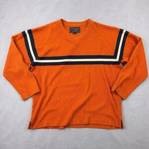 Abercrombie Thermal Shirt Mens XL Waffle Knit Striped Y2K Orange